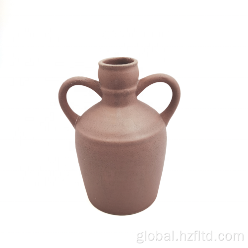 Double Handle Ceramic Vase Double handle ceramic vase Sandy finish Manufactory